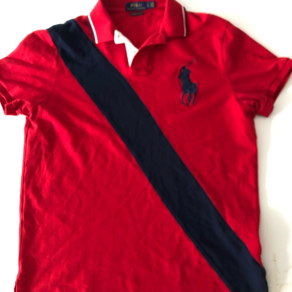 Polo Ralph Lauren red and navy polo top